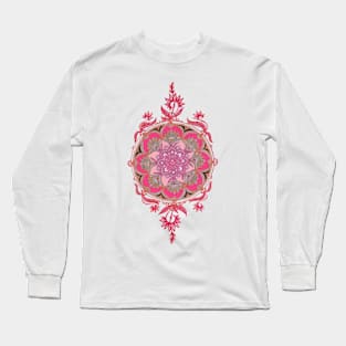 Hot Pink, Magenta and Orange Super Boho Medallions Long Sleeve T-Shirt